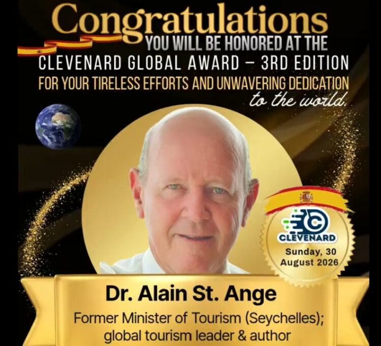 Dr. Alain St. Ange to Receive Prestigious Clevenard Global Award 2026 - TRAVELINDEX